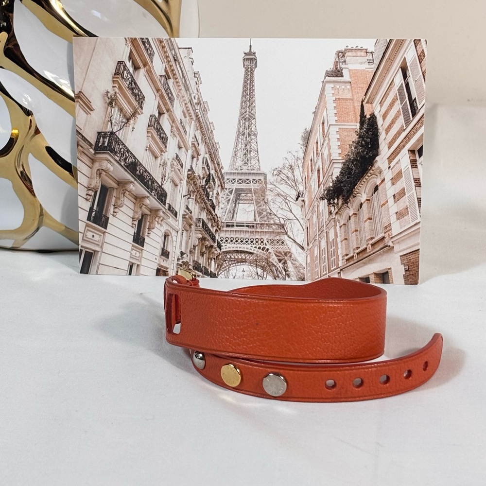 Louis a Vuitton Orange Leather Wrap Bracelet